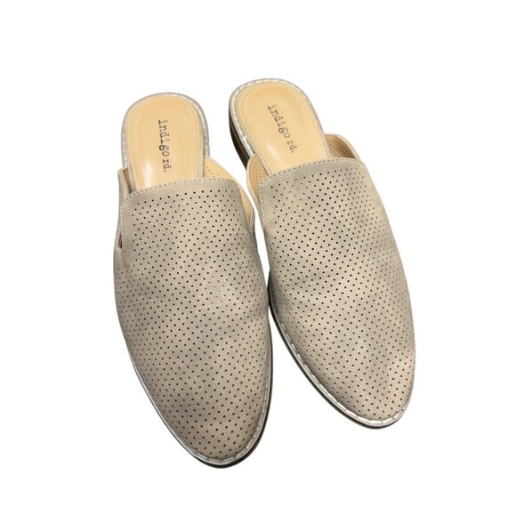 Indigo Rd. Beige Perforated Slip-On Womens Mules 7M - Picture 1 of 5